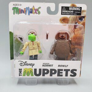 Rowlf and Reporter Kermit Figures w Microphone Muppets Minimates Diamond Select
